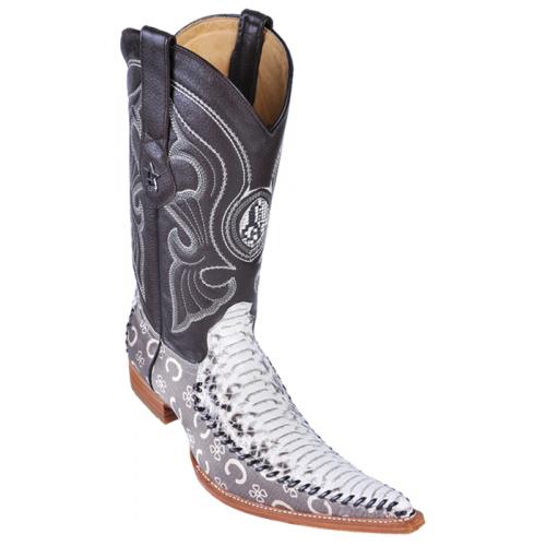 Los Altos Natural Genuine Python 6X Pointed Toe Cowboy Boots 96T5749