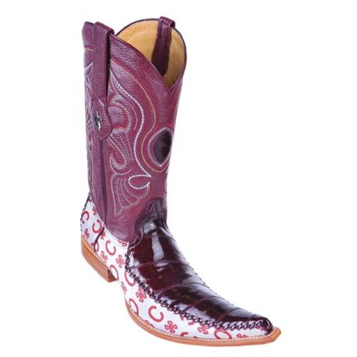 Los Altos Burgundy Genuine Eel 6X Pointed Toe Cowboy Boots 96T0806