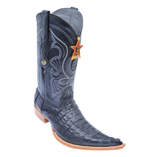 Los Altos Black All-Over Genuine Crocodile Tail 6X Pointed Toe Cowboy Boots 960105