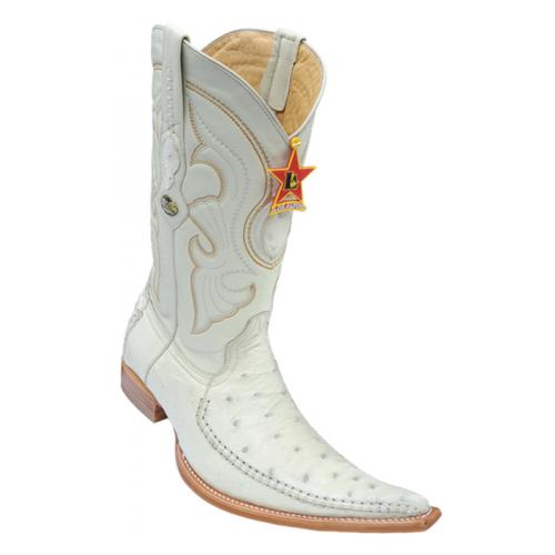 Los Altos Winterwhite Genuine Ostrich With Deer 6X Pointed Toe Cowboy Boots 962104