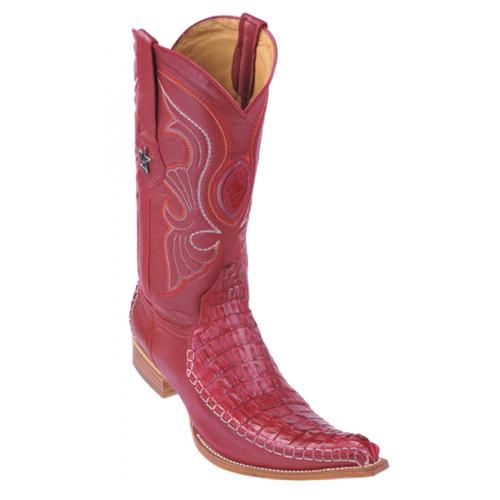 Los Altos Red Genuine Crocodile Tail With Deer 6X Pointed Toe Cowboy Boots 962812