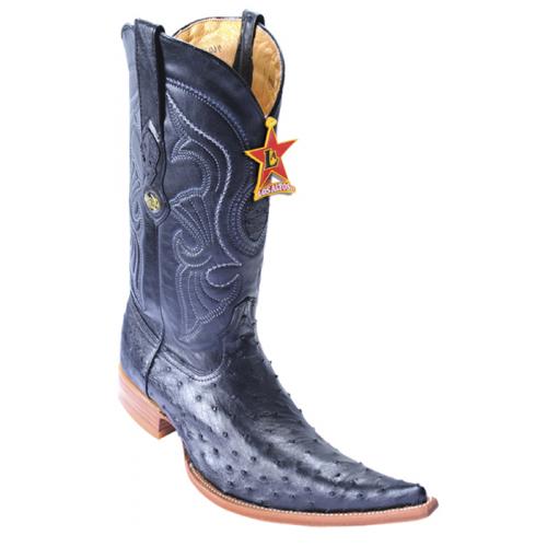 Los Altos Black Genuine Ostrich 6X Pointed Toe Cowboy Boots 960305
