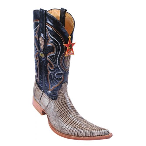 Los Altos Rustic Brown Genuine Lizard Teju 6X Pointed Toe Cowboy Boots 960785