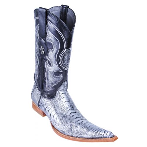 Los Altos Silver Genuine Ostrich Leg 6X Pointed Toe Cowboy Boots 960536