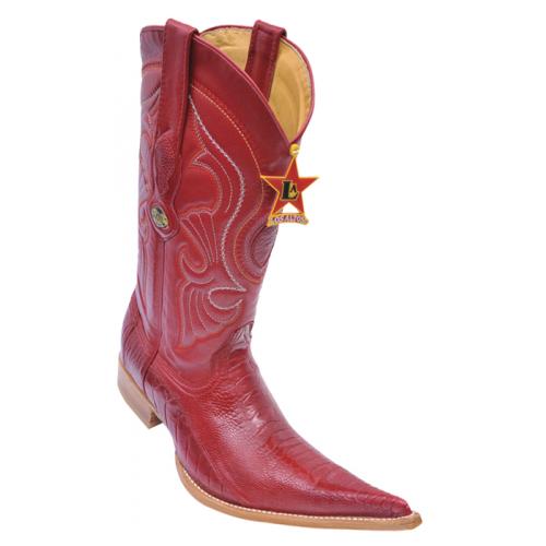 Los Altos Red Genuine Ostrich Leg 6X Pointed Toe Cowboy Boots 960512