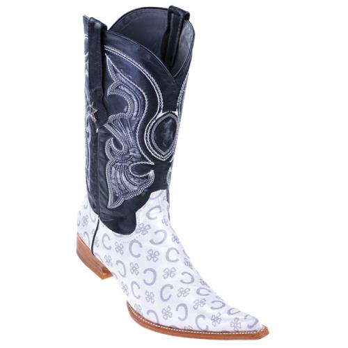 Los Altos White Blanco Fashion Design 6X Toe Cowboy Boots 965328