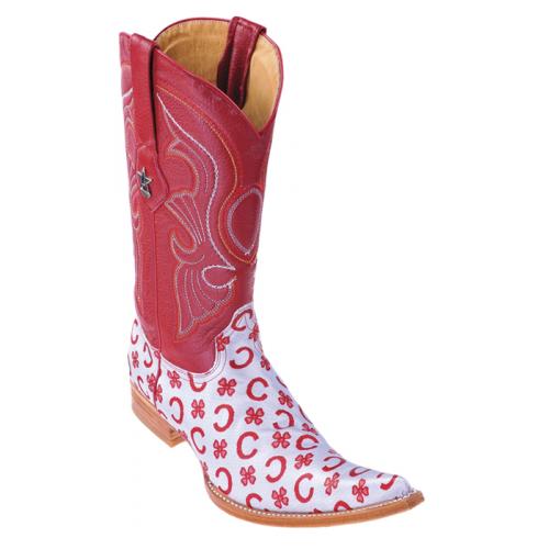 Los Altos Grey Red Fashion Design 6X Toe Cowboy Boots 965312