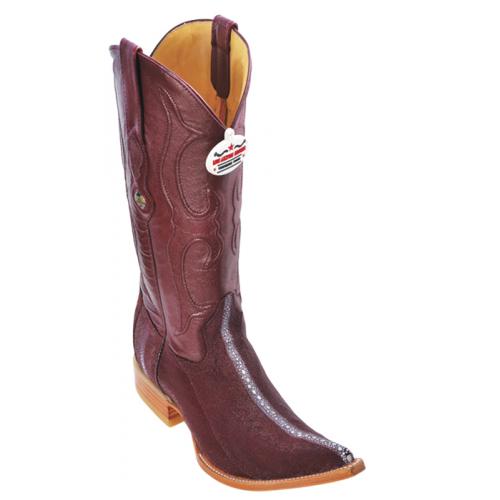 Los Altos Burgundy Genuine Stingray Rowstone  3X Toe Cowboy Boots 951106