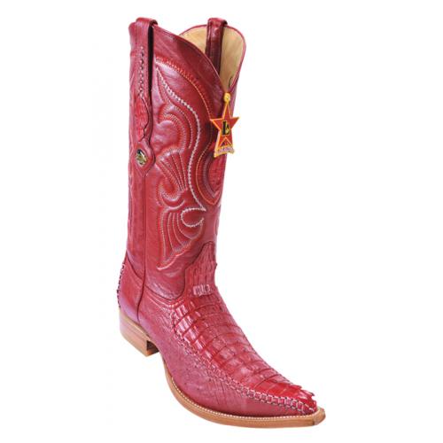 Los Altos Red Genuine Crocodile Tail With Deer 3X Toe Cowboy Boots 952812