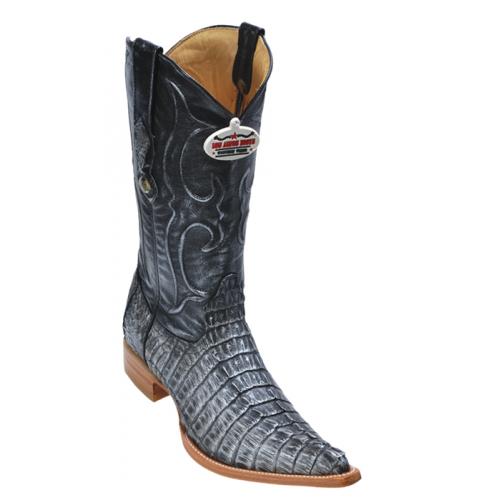 Los Altos Black Silver All-Over Genuine Crocodile Tail 3X Toe Cowboy Boots 950191