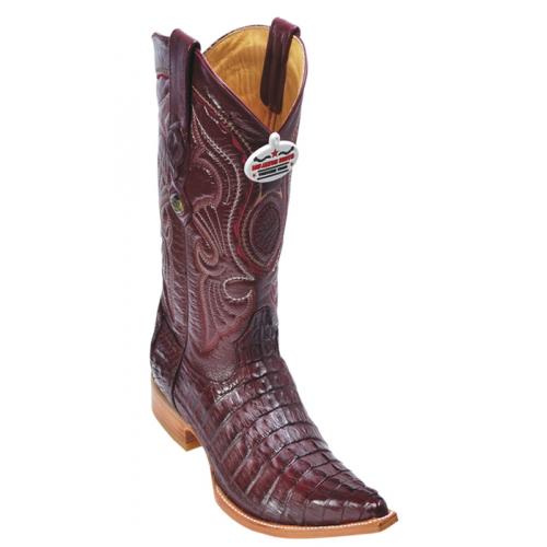 Los Altos Burgundy All-Over Genuine Crocodile Tail 3X Toe Cowboy Boots 950106