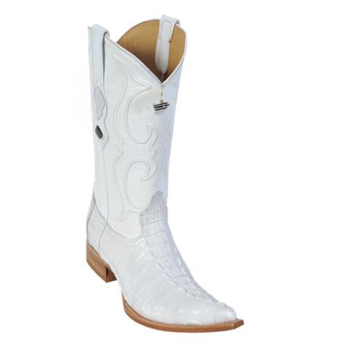 Los Altos White All-Over Genuine Crocodile Tail 3X Toe Cowboy Boots 950128