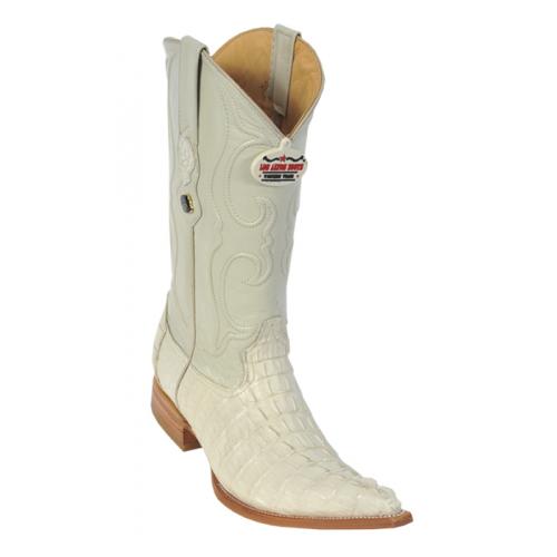 Los Altos Winterwhite All-Over Genuine Crocodile Tail 3X Toe Cowboy Boots 950104