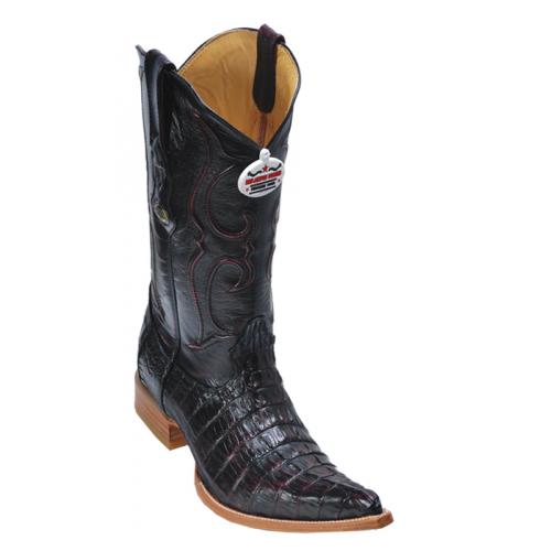 Los Altos Black Cherry All-Over Genuine Crocodile Tail 3X Toe Cowboy Boots 950118
