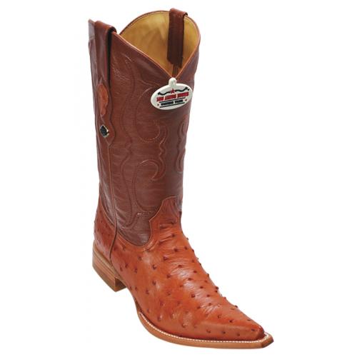 Los Altos Cognac Genuine All-Over Ostrich 3X Toe Cowboy Boots 950303