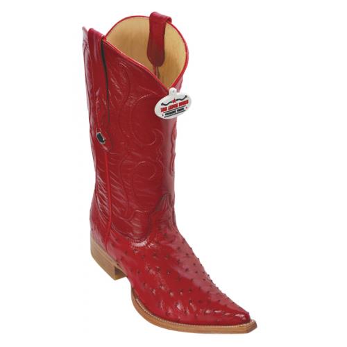 Los Altos Red Genuine All-Over Ostrich 3X Toe Cowboy Boots 950312
