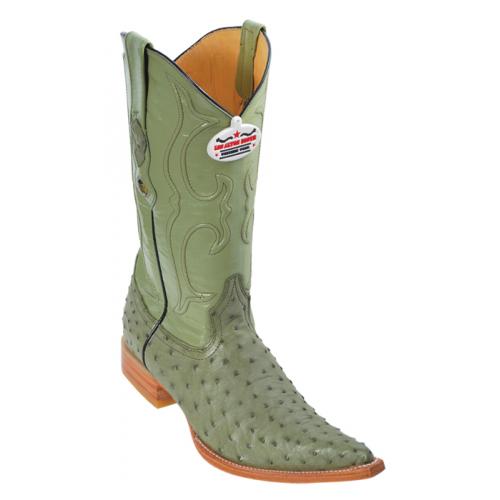 Los Altos Military Green Genuine All-Over Ostrich 3X Toe Cowboy Boots 950348 6.5 Military Green