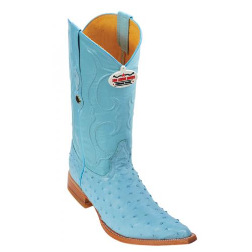 Los Altos Baby Blue Genuine All-Over Ostrich 3X Toe Cowboy Boots 950319