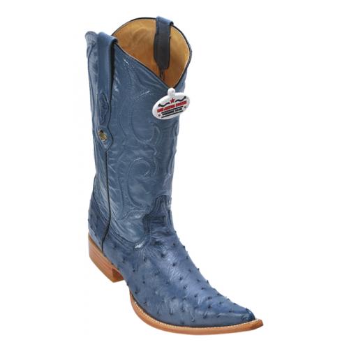 Los Altos Blue Jean Genuine All-Over Ostrich 3X Toe Cowboy Boots 950314