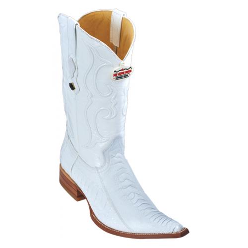 Los Altos White Genuine Ostrich Leg 3X Toe Cowboy Boots 950528