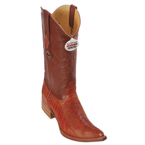 Los Altos Cognac Genuine Ostrich Leg 3X Toe Cowboy Boots 950503