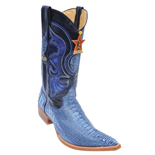 Los Altos Rustic Blue Genuine Ostrich Leg 3X Toe Cowboy Boots 950582