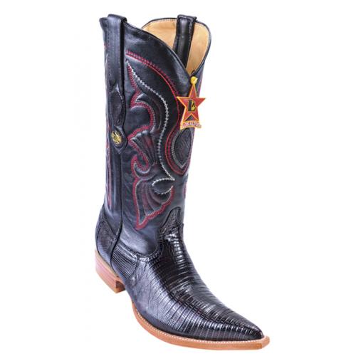 Los Altos Black Cherry Genuine All-Over Lizard Teju 3X Toe Cowboy Boots 950718