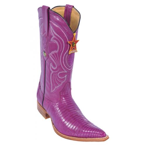Los Altos Violet Genuine All-Over Lizard Teju 3X Toe Cowboy Boots 950792