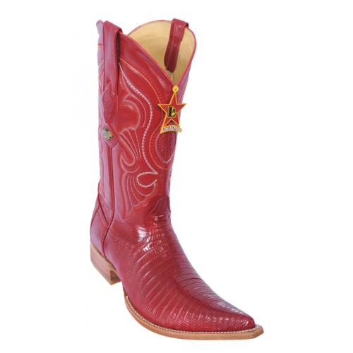 Los Altos Red Genuine All-Over Lizard Teju 3X Toe Cowboy Boots 950712