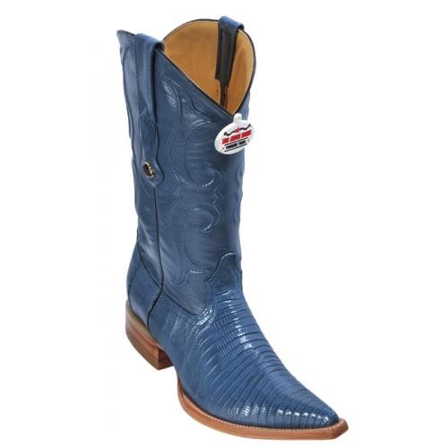 Los Altos Blue Jean Genuine All-Over Lizard Teju 3X Toe Cowboy Boots 950714