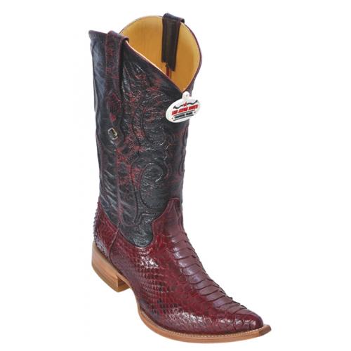 Los Altos Burgundy Genuine All-Over Belly Python 3X Toe Cowboy Boots 955706