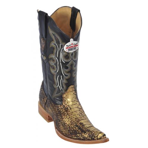 Los Altos Gold Genuine All-Over Belly Python 3X Toe Cowboy Boots 955744
