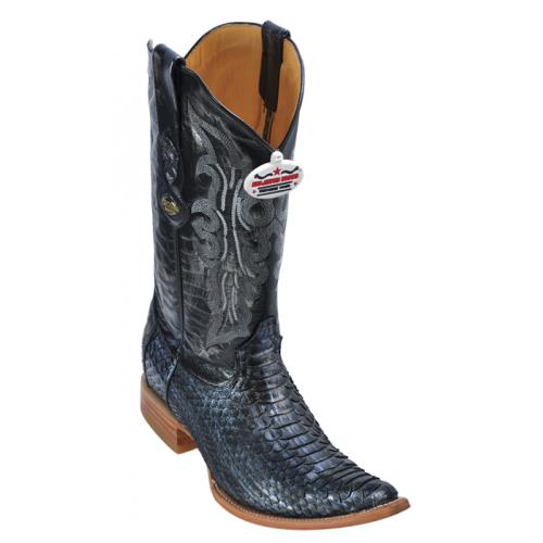 Los Altos Metallic Silver Genuine All-Over Belly Python 3X Toe Cowboy Boots 955779