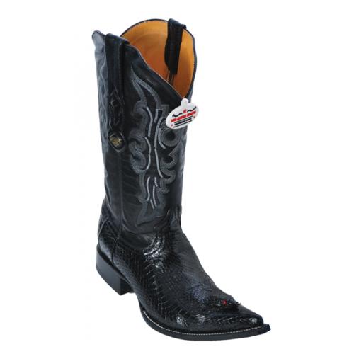Los Altos Black Genuine All-Over Cobra With Head 3X Toe Cowboy Boots 956405
