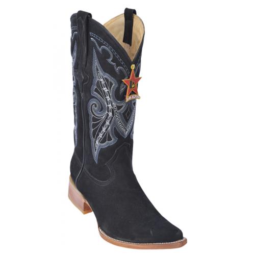 Los Altos Black Genuine Nobuk Skin 3X Toe Cowboy Boots 956305