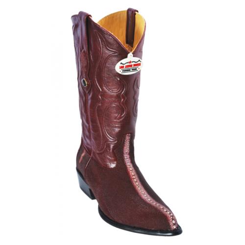 Los Altos Burgundy Genuine Stingray Rowstone J-Toe Cowboy Boots 991106