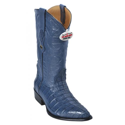 Los Altos Blue Jean All-Over Genuine Crocodile Tail J-Toe Cowboy Boots 990114
