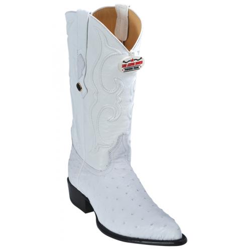 Los Altos White Genuine All-Over Ostrich J-Toe Cowboy Boots 990328