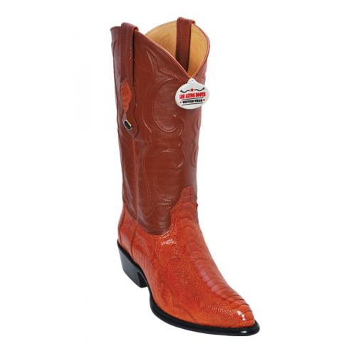 Los Altos Cognac Genuine All-Over Ostrich Leg J-Toe Cowboy Boots 990503