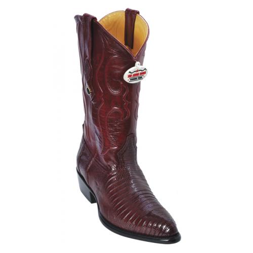 Los Altos Burgundy Genuine All-Over Lizard Teju J-Toe Cowboy Boots 990706