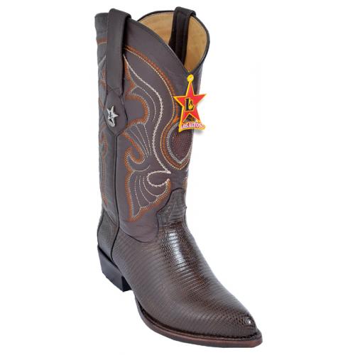 Los Altos Brown Genuine All-Over Lizard  J-Toe Cowboy Boots 990607