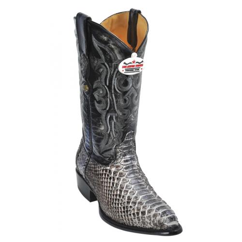 Los Altos Rustic Black Genuine All-Over Python J-Toe Cowboy Boots 995781