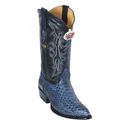 Los Altos Rustic Blue Genuine All-Over Python J-Toe Cowboy Boots 995782