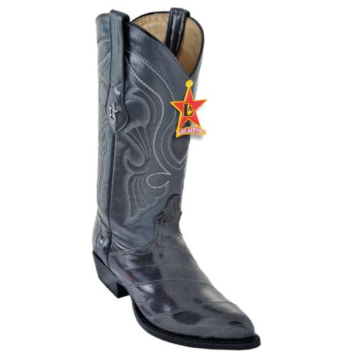 Los Altos Grey Genuine All-Over Eel J-Toe Cowboy Boots 990809