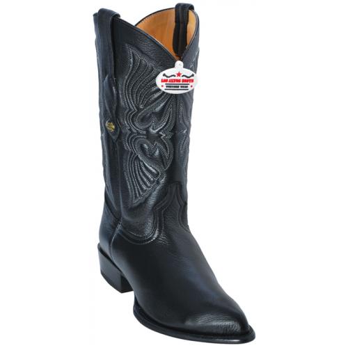 Los Altos Black Genuine All-Over Elk J-Toe Cowboy Boots 995105