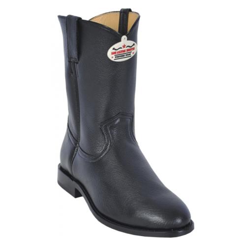 Los Altos Black Genuine All-Over Roper Elk Cowboy Boots 805105