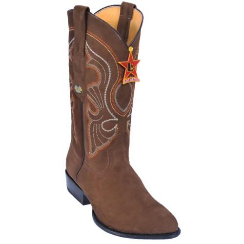 Los Altos Brown Genuine Nobuk Skin J-Toe Cowboy Boots 996307