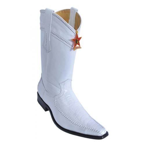 Los Altos White Genuine Ostrich Leg With Deer Square Toe Cowboy Boots 770528