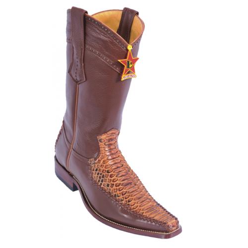 Los Altos Rustic Honey Genuine Python Square Toe Cowboy Boots 775780