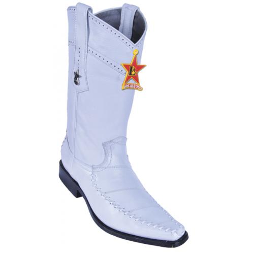 Los Altos White Genuine Eel / Deer Skin Square Toe Cowboy Boots 770828